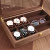 Scatole per orologi Custodie 6 3 slot Aggiornamento Espositore in legno Porta occhiali Porta gioielli Collezione Occhiali da sole Organizer Cofanetto