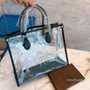 2022 Женские летние пляжные сумки роскошные лазерные флеш -дизайнерские дизайнерские сумочки мужчины женщины прозрачные сумки для плеча тотальница желе 33