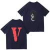 VLONE Design original T-shirts pour hommes VLONE logo Dessin animé d'été sans col à manches courtes Lettre Lâche Hauts polyvalents T-shirts noir blanc rouge VL107