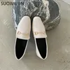 GAI Kleid SUOJIALUN Frühling Frauen Slip auf Loafer Herbst Mode Britische Metall Schnalle Flache Schuhe Runde Kappe Grün Casual Ballerina 230314 GAI