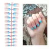 FALSE NAILS 24st Kort Square Fake French With Red Wave Point Full Cover Press på DIY Manicure Nail Tips