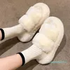 Slippers warme pluizige huizen slippers vrouwen 2023 winter bont slippers voor vrouwen plat platform gezellige harige huis binnenschoenen Koreaanse dia's Z0215 Z0215