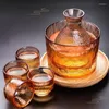 Wine Glasses Sake Bottle Glass Set Creative Frosted Fingerprint Japanese-style Hand-painted Plum Blossom Including