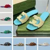 Summer Brand 23ss Women Interlocking Sandals Shoes Cut-out Slide Flats Comfort Beach Slippers Suede & Leather Lady Flip Flops EU35-43