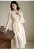 Damska odzież snu Unikiwi Kobiet księżniczki szaty panny młodej szlafroki z długim rękawem kurtka ślubna koronkowa półprzezroczysta kimono piżama druhna szlafrok
