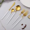 Dinnerware Sets 48Pcs White Gold Full Cutlery Set Stainless Steel Western Metal Tableware Fork Knife Spoon Wedding Flatware