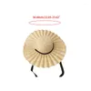 Chapeaux à large bord Chapeau de paille avec ruban Motif ondulé Protection solaire Chapeau de plage en plein air Summer247B