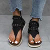 Gai verão denim sapatos femininos chique estrela impressão gladiador sandálias senhoras punk rebite stud fip flops 230314