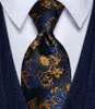 Bow Ties Business Blue Black Silk for Men mode 8cm tryck formell klänning vanligt nacke bröllopsfest man