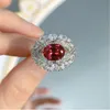 Bague Unique en diamant rubis pour femmes, bague en argent sterling 100% véritable, bague de mariage, de fête, de fiançailles, cadeau de bijoux, 925