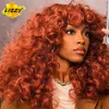 Synthetic Wigs Red Brown Copper Ginger Short Loose Curly For Women Natural Cosplay Hair Wig With Bangs Heat Resistant LIZZY 230314