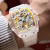 Montres-bracelets Fahion Hommes Montre ONOLA Sprot Plastique Transparent Creux Entièrement Automatique Montres Mécaniques Étanche ClockWristwatches Moun22