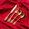 Dinnerware Sets KuBac Hommi High Quality Cutlery Set 18/10 Stainless Steel Silverware Gold Silver Service For 4 Drop