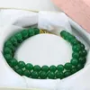 Strand Vintage Exquisite Green Natural Stone Chalcedony Jades Geared 6mm 3 Ряд браслетов роскошные застежки из ювелирных изделий 7,5 дюйма B2790