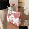 Evening Bags Xiuya Cute Cow Pattern Fur Womens Tote Bag Big Capacity Shoder For Women Leopard Handbags T220922 Drop Delivery Lage Ac Dhywl