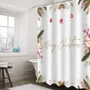 Shower Curtains Christmas Leaf Berry Ball Flower Waterproof Bathroom Decor Curtain Home For