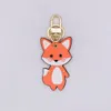 Designer Keychain Leather Pendant Fox Cartoon Car Chain Charm Brown Flower Trinka Gifts Tillbehör med Box260B