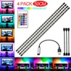 Ramar 4x50 cm vattentät TV -bakgrundsbelysning LED -strip RGB 5V USB -band DIY Färgglada 30LEDS/M SMD Flexibel med 24 nycklar Remote Control