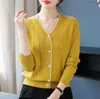 Designer damestruien Cardigan Koreaanse streep wollen trui voor lange mouw v-neck casual gebreide kleren jassen vrouw