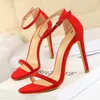 Dress Shoes BIGTREE Women Pumps Fashion Flock Suede Open Toe 11CM Thin High Heels Pointed Wedding Party Nightclub Pump