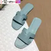 Box Womens Terlik ile Yaz Plajı Termeri Klasik Düz Topuk Yaz Lüks Tasarımcı Floplar Deri Lady Slaytlar Kadın Ayakkabı Bayanlar Seksi Sandaletler Büyük Boyut 35-42