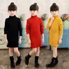 Vestidos de menina de 2 a 12 anos de roupa de bebê roupas de bebê de outono crianças malhas de malha vestido de suéter de inverno Crianças roupas garotas apertadas