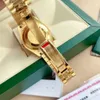 Original Box Certificate 18K Gold President Male Watches Day Date Diamonds Green Dial Watch Män rostfritt Bezel Automatisk armbandsur 2023