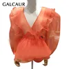 Bloups feminina Camisetas Perspectiva do galcauro para mulheres V Pescoço de pescoço de manga longa Túnica de túnica Kowknot Casual Roupas outono 230314