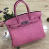 Platinum Handbag Femmes Autruche Tote High Grade Star Style Sac pour femmes Grand sac Sac à la mode Taille 35 Cuir authentique