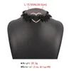 Choker Gothic Metal Heart Necklace Adjustable Punk PU Leather Bat Wing For Women Girls Halloween Cosplay Gifts