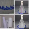 Bridal Veils Royal Blue Lace Biała biała kość słoniowa długa welon 3 metry z cekinowymi akcesoriami Welony Drop Partia Eve DHVP9