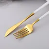 Dinnerware Sets 48Pcs White Gold Full Cutlery Set Stainless Steel Western Metal Tableware Fork Knife Spoon Wedding Flatware