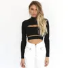 Women's T Shirts 2023 T-shirtSolid Color Skinny Casual Top Sexy Hollow Knit Sweater Women Party Navel Slim Ribbed Summer Lady Shirt