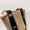 Wood Straw Bag Crochet Bucket Bag Women Basket Beach Bag Designer Shoulder