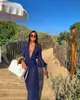 Abiti casual Melphieer 2020 Jacquard Navy Beach Dress Long Beach Cover up Donna Costumi da bagno Bikini Tunica Lungo Pareo Robe Plage Beachwear Outfit W0315