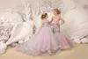 2023 Tulle Ball Gown Bambino Fiore Ragazza Abiti Layered Ruffles Tubazioni Viola Little Glitz Vestito da spettacolo per ragazze BC14832 GJ03157874470