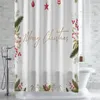 Shower Curtains Christmas Leaf Berry Ball Flower Waterproof Bathroom Decor Curtain Home For