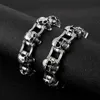 23MM Punk Retro Black Skull Link Bracelet Bangle Men Hiphop Heavy Stainless Steel Motorycle Bicycle Bike Chain Bracelets Jewelry Wristband