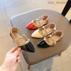 Flickor skor nitar sandaler patent läder klänningskor för barn barn barn pekade tå sandal slip på strandskor småbarn