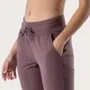 LL-2079 kvinnor långa byxbyxor yoga outfit lösa nionde byxor utmärker sport gym running casual ankel bandad byxa elastisk hög midja dragskot andas andas