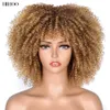 Cheveux courts crépus bouclés perruques avec frange pour les femmes noires Cosplay Lolita synthétique naturel Blonde perruque rouge perruque Afro Curlsfactory dir