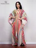 Casual Dresses 2023 Print Maxi Dress Batwing Sleeve Tunic Spring Autumn Beach Dress Casual Plus Size Women Beachwear Kaftan Cover-Ups Q1289 W0315