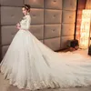 Bollklänning ons klänning för brud Long Sparkly Crystal Lace Luxury With Tulle Cathedral Train Bridal Glowns Gothic Wedding Dress Sexig plus size Boho Bridal Gown 2023