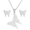 Necklace Earrings Set Stainless Steel Jewelrys Sets For Women Statement Butterfly Necklaces Stud Insect Choker Bridal Party Accessories