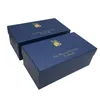 Boîte-cadeau unique design personnalisé logo feuille d'or dessus en carton rigide et boîte de base avec insert en mousse