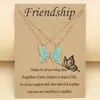 2pcs / set meilleur ami pendentif papillon rose femme collier bijoux de créateur en alliage sud argent plaqué or chaîne filles colliers ras du cou amitié avec carte cadeau