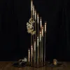 decoration( can not use led candle) Wedding Centerpieces 8 Arms Gold Cluster Taper Candle Holder Candelabra Decoration With Clear Glass Shades imake063