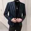 Męskie garnitury w paski w paski Veste Luxe Business Casual Jednoustronne męskie dekolt męskie Party Blazers