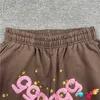 Мужские брюки Тяжелая ткань коричневая молодой бандит пауков спортивные штаны Мужские женщины Sp5der брюки хип -хоп розовый 3D -пена печати 5555555 брюки f9oz