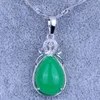 Pendant Necklaces Rare Water Drop Green Simulated Gemstones White Cubic Zirconia Silver Color Necklace Pendants For Womens Jewelry X0335Pend